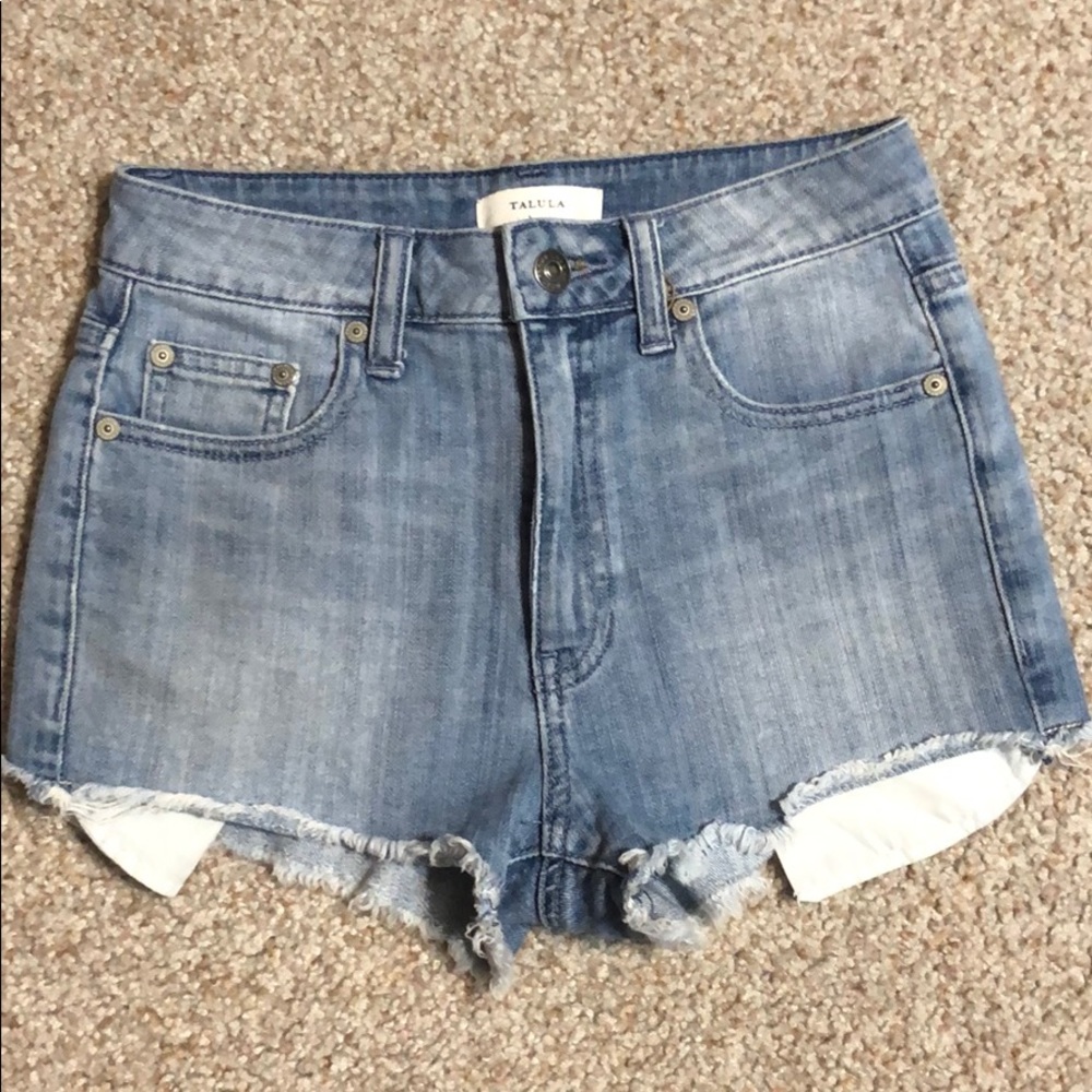Talula High Rise Denim Shorts from Aritzia